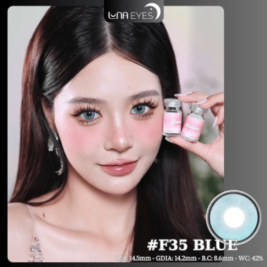Lens mắt F35 Blue 6 tháng – Màu xanh sáng, viền nổi bật, size lớn, giá 75.000 LUNA EYES