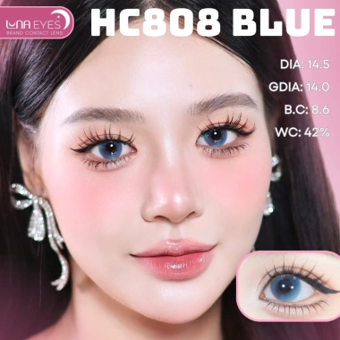 Lens mắt HC808 Blue màu xanh không viền, đối xứng - 6 tháng LUNA EYES, 75.000₫