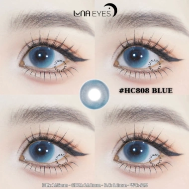 Lens mắt HC808 Blue màu xanh không viền, đối xứng - 6 tháng LUNA EYES, 75.000₫