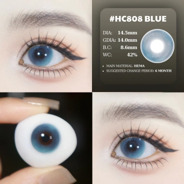 Lens mắt HC808 Blue màu xanh không viền, đối xứng - 6 tháng LUNA EYES, 75.000₫