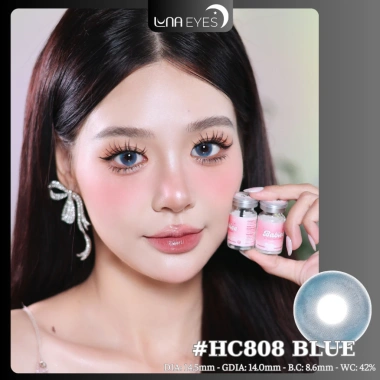 Lens mắt HC808 Blue màu xanh không viền, đối xứng - 6 tháng LUNA EYES, 75.000₫