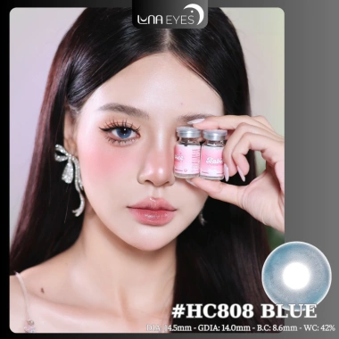 Lens mắt HC808 Blue màu xanh không viền, đối xứng - 6 tháng LUNA EYES, 75.000₫