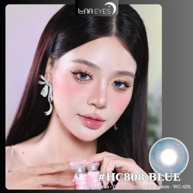 Lens mắt HC808 Blue màu xanh không viền, đối xứng - 6 tháng LUNA EYES, 75.000₫