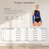 Leotard Nữ Kim Sa Lấp Lánh - Cổ Không Tay, Sheer, Cutout Eo, Lưng Đáy Lấp Lánh, Body Màu Có Găng Tay 2