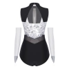 Leotard Nữ Kim Sa Lấp Lánh - Cổ Không Tay, Sheer, Cutout Eo, Lưng Đáy Lấp Lánh, Body Màu Có Găng Tay 6