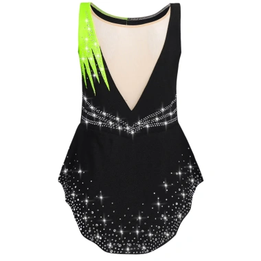 Leotard Thể Dục Nhịp Điệu Bé Gái Nyeemya Kim Cương Sáng Bóng, Màu Tương Phản, Trang Phục Thi Đấu 3
