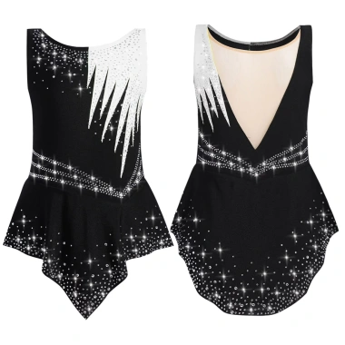Leotard Thể Dục Nhịp Điệu Bé Gái Nyeemya Kim Cương Sáng Bóng, Màu Tương Phản, Trang Phục Thi Đấu 5