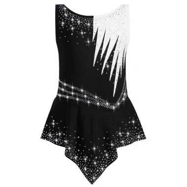 Leotard Thể Dục Nhịp Điệu Bé Gái Nyeemya Kim Cương Sáng Bóng, Màu Tương Phản, Trang Phục Thi Đấu 6