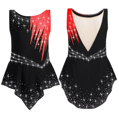 Leotard Thể Dục Nhịp Điệu Bé Gái Nyeemya Kim Cương Sáng Bóng, Màu Tương Phản, Trang Phục Thi Đấu 7