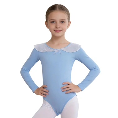 Leotard trẻ em bé gái dài tay lưới xù cổ ba lê, cổ tròn bấm nút đáy - Giá chỉ 419.040₫, giảm tới 124.712₫
