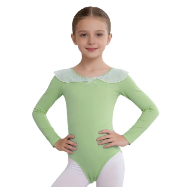 Leotard trẻ em bé gái dài tay lưới xù cổ ba lê, cổ tròn bấm nút đáy - Giá chỉ 419.040₫, giảm tới 124.712₫