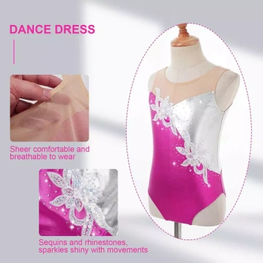 Leotard Trẻ Em Bé Gái Không Tay Lưới Chắp Vá - Kim Cương Giả Đính Đá - Áo Liền Quần Múa Ba Lê Trượt Băng 3 Leotard Trẻ Em Bé Gái Không Tay Lưới Chắp Vá - Kim Cương Giả Đính Đá - Áo Liền Quần Múa Ba Lê Trượt Băng 3
