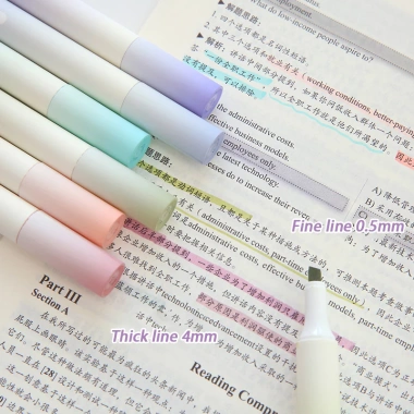 Letit 4PCS Bút Highlight Ngòi Sáng Tạo Màu Pastel Macaron Đánh Dấu, Vẽ Tranh, Ghi Chú 5