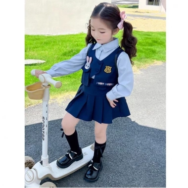 LeTong Bé Gái Preppy Đầm Vest JK Ba Mảnh Thỏ Cảnh Sát Giá Ưu Đãi 309.366₫