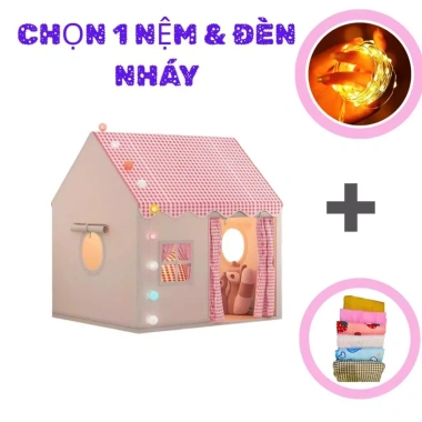 Lều Công Chúa Trẻ Em Trong Nhà - Combo Nệm êm Ái và Đèn LED, Giá chỉ 358.000đ