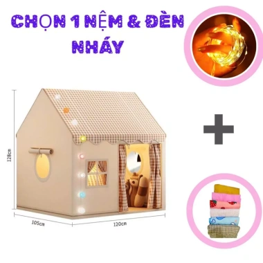 Lều Công Chúa Trẻ Em Trong Nhà - Combo Nệm êm Ái và Đèn LED, Giá chỉ 358.000đ