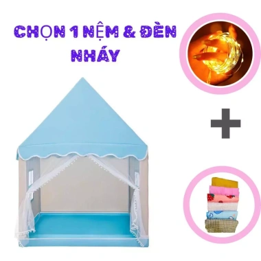 Lều Công Chúa Trẻ Em Trong Nhà - Combo Nệm êm Ái và Đèn LED, Giá chỉ 358.000đ