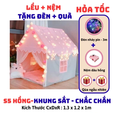Lều Công Chúa Trẻ Em Trong Nhà - Combo Nệm êm Ái và Đèn LED, Giá chỉ 358.000đ