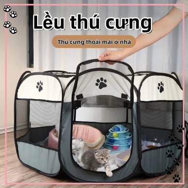 Lều thú cưng gập lại hình bát giác lớn chống nước, cũi mèo và hàng rào 128k 2 Lều thú cưng gập lại hình bát giác lớn chống nước, cũi mèo và hàng rào 128k 2