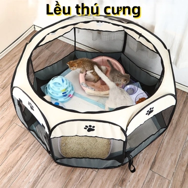 Lều thú cưng gập lại hình bát giác lớn chống nước, cũi mèo và hàng rào 128k 6 Lều thú cưng gập lại hình bát giác lớn chống nước, cũi mèo và hàng rào 128k 6