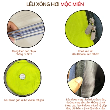Lều Xông Hơi Tự Bung Mộc Miên Cao Cấp - Gọng Nhựa Chống Gỉ, Vải Dày Chống Thấm - HOÀ TỐC HCM 9 Lều Xông Hơi Tự Bung Mộc Miên Cao Cấp - Gọng Nhựa Chống Gỉ, Vải Dày Chống Thấm - HOÀ TỐC HCM 9