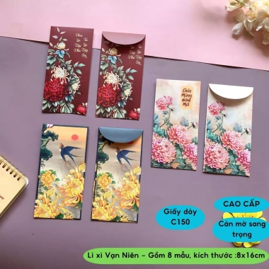 Lì xì 8 mẫu 2.025 – VẠN NIÊN sang trọng, cán mờ, may mắn, thịnh vượng - Diệp Lạc 5