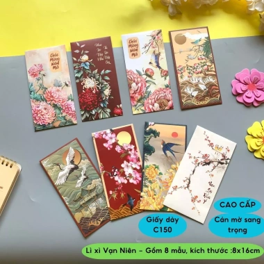Lì xì 8 mẫu 2.025 – VẠN NIÊN sang trọng, cán mờ, may mắn, thịnh vượng - Diệp Lạc 6