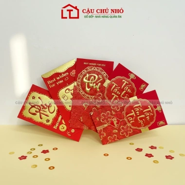 Lì xì đỏ Tết 2.026, bao nhung đỏ vàng sang trọng, set 10/50/100 Cậu Chủ Nhỏ - 26.500 VND 2