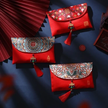 Lì xì vải cao cấp Đính ngọc mẫu mới - Đặt mâm tráp, đám hỏi, đám cưới, BAO TO, giá 23.000đ 2