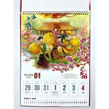 Lịch 2.026 52 tuần Lịch Tết treo tường lò xo 30x40 cm giảm giá mạnh 7 Lịch 2.026 52 tuần Lịch Tết treo tường lò xo 30x40 cm giảm giá mạnh 7