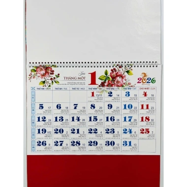 Lịch 2.026 âm dương treo tường 12 tờ 30x40cm - Lịch tết 2.026 mỗi tháng 1 tờ, giá ưu đãi 74.000 VND