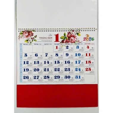 Lịch 2.026 âm dương treo tường 12 tờ 30x40cm - Lịch tết 2.026 mỗi tháng 1 tờ, giá ưu đãi 74.000 VND
