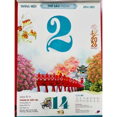 Lịch 2.026 Lịch Tết Bloc KC 35x50 cm Tranh Vẽ Tay Hà Nội Phố Giảm giá 750k