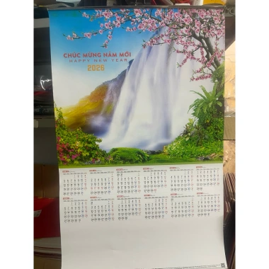 Lịch 2.026 nẹp thiếc treo tường 1-5 tờ - In độc quyền, 12 tháng, ngày âm dương, đẹp sắc nét, giá 20.000 VND