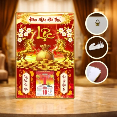 Lịch 2.026 Tranh Lịch Tết Gỗ Tráng Gương Cao Cấp + Móc Treo - Mã 03 Giá 125.800₫