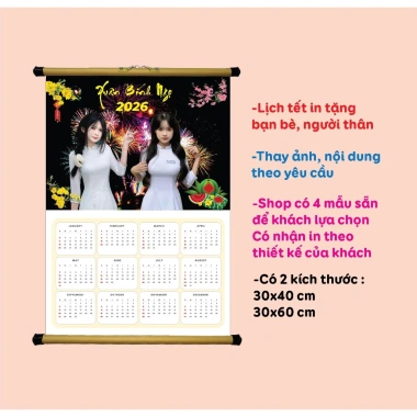 Lịch 2.026 treo tường in hình theo yêu cầu - Thiết kế cá nhân, giảm còn 50.000đ 2