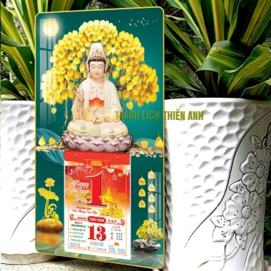Lịch 2.026 Treo Tường Phật Quan Âm và Bloc A6 14.5x20.5cm - Giá Ưu Đãi 139k 2