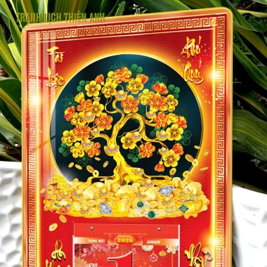 Lịch 2.026 treo tường tráng gương Cây Phát Tài kèm bloc 14.5x20.5cm - Giá chỉ 105.000 VNĐ