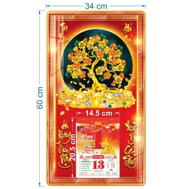 Lịch 2.026 treo tường tráng gương Cây Phát Tài kèm bloc 14.5x20.5cm - Giá chỉ 105.000 VNĐ