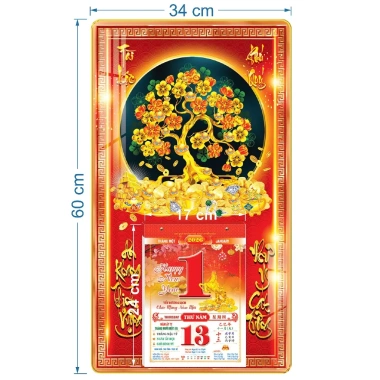 Lịch 2.026 treo tường tráng gương Cây Phát Tài kèm bloc 14.5x20.5cm - Giá chỉ 105.000 VNĐ