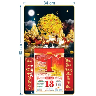 Lịch 2.026 treo tường tráng gương Mã Đáo kèm bloc 14.5x20.5cm giá ưu đãi 139.000đ 9