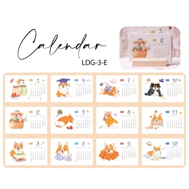 Lịch bàn đế gỗ 2.026 minh họa Corgi 3 - Giá ưu đãi 70.000, thiết kế dễ thương
