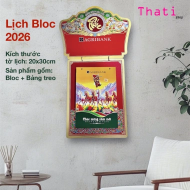 Lịch Bloc 2.026 Treo Tường Agribank - Lịch Tết Giấy Dày, Giá ưu đãi 60.000 VND