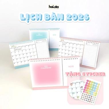 Lịch để bàn 2.026 âm dương BASIC giấy note, kèm sticker màu dán note và planner - ưu đãi giá