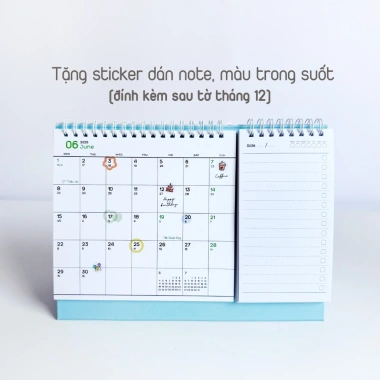 Lịch để bàn 2.026 âm dương BASIC giấy note, kèm sticker màu dán note và planner - ưu đãi giá