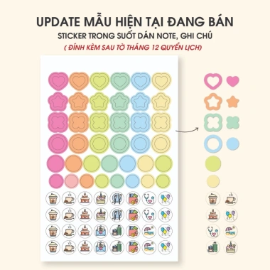 Lịch để bàn 2.026 âm dương BASIC giấy note, kèm sticker màu dán note và planner - ưu đãi giá