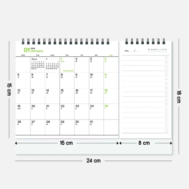 Lịch để bàn 2.026 âm dương BASIC giấy note, kèm sticker màu dán note và planner - ưu đãi giá