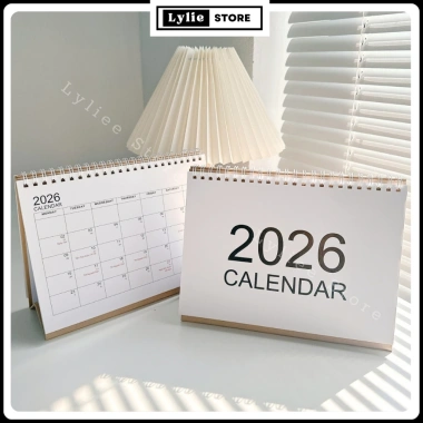 Lịch để bàn 2.026 Basic ngày âm và ô ghi chú, lò xo decor phòng, giảm giá 66.000₫