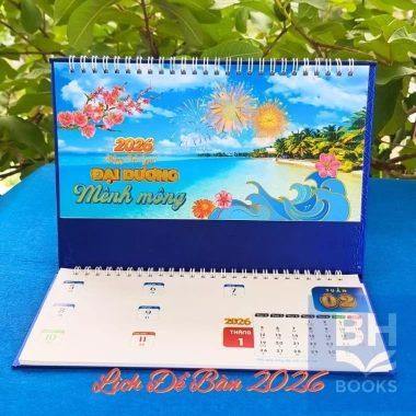Lịch để bàn 2.026 chữ M 2 lò xo và dải note, ngày âm dương - Bính Ngọ, giảm còn 50.000đ 3