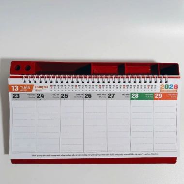 Lịch để bàn 2.026 đế nhựa 13x28cm ngang Ghi kế hoạch làm việc giảm còn 56.000đ
